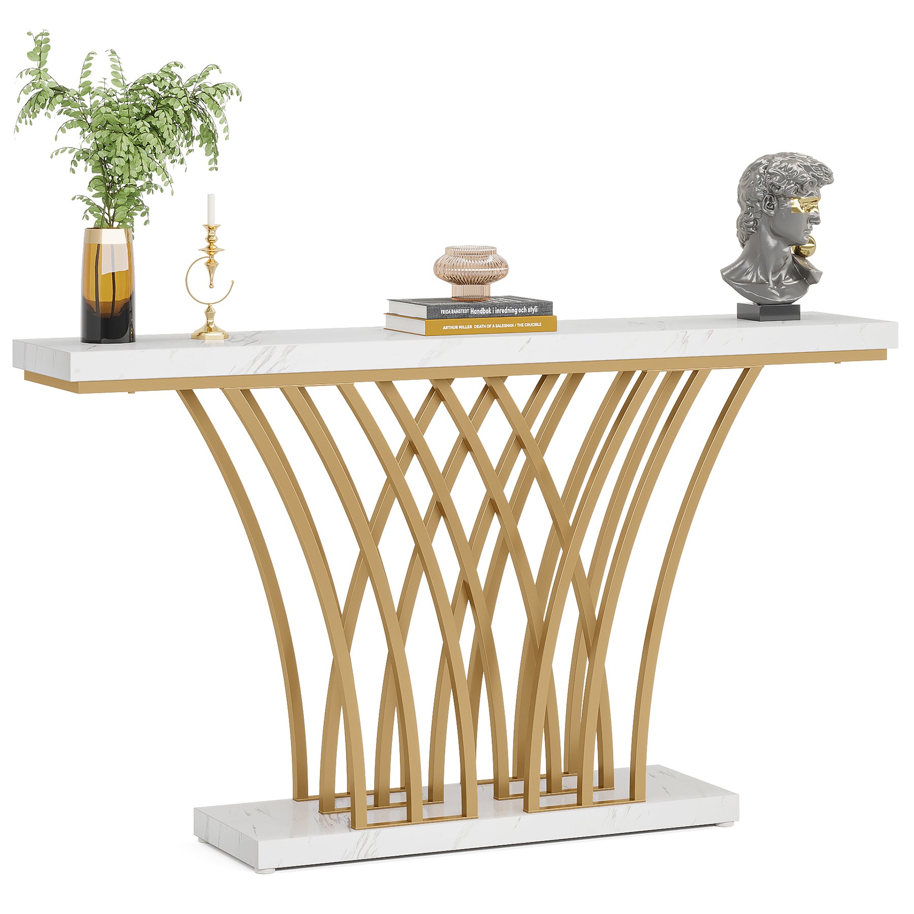 59" Faux Marble Console Table